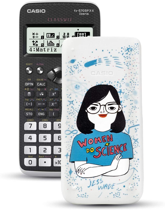 imatge calculadora amb il·lustracions de dones científiques